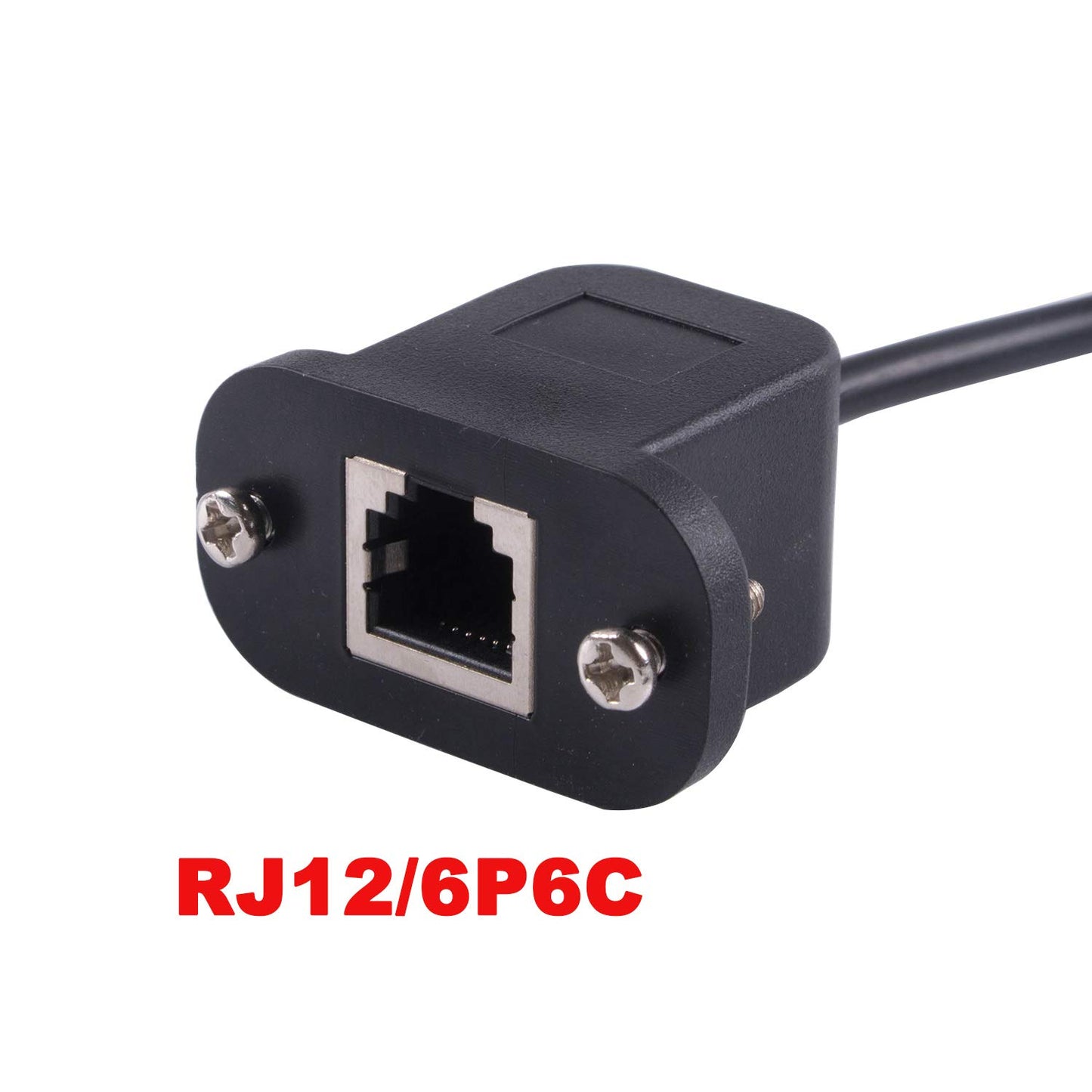RJ12 6P6C Cable to 6 Pin 0.1" Pitch Debug Terminal Block Adapter 6 Ways Telephony Female Connector Socket Bulkhead Panel Mount Extension Cable