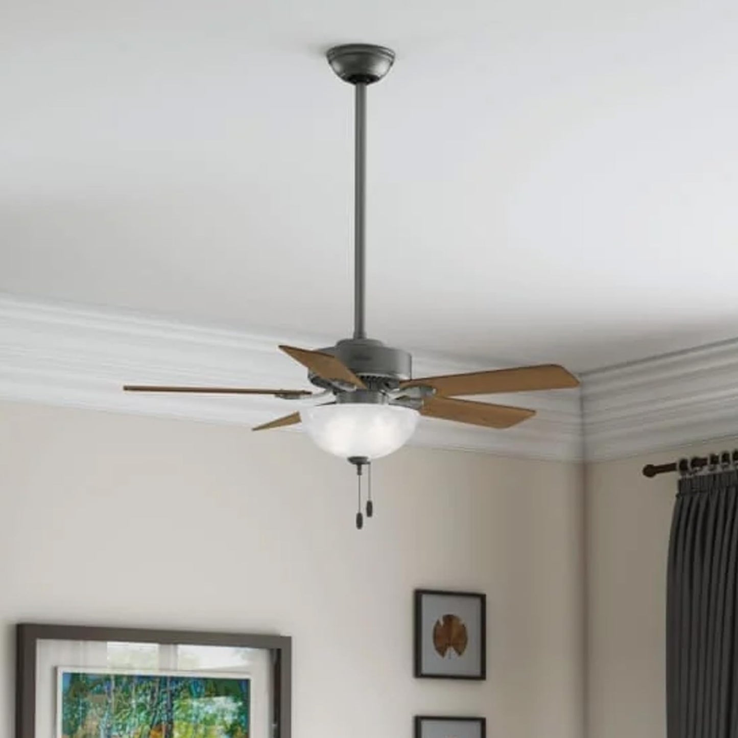 Hunter Fan 44 inch Traditional Matte Silver Indoor Ceiling Fan with Light Kit (Renewed)