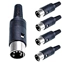 GANASOME 5 Pin DIN Male Plug, Black Plastic Handle, Solder Terminal Type for Audio Video & Control Signals, 5-Pack