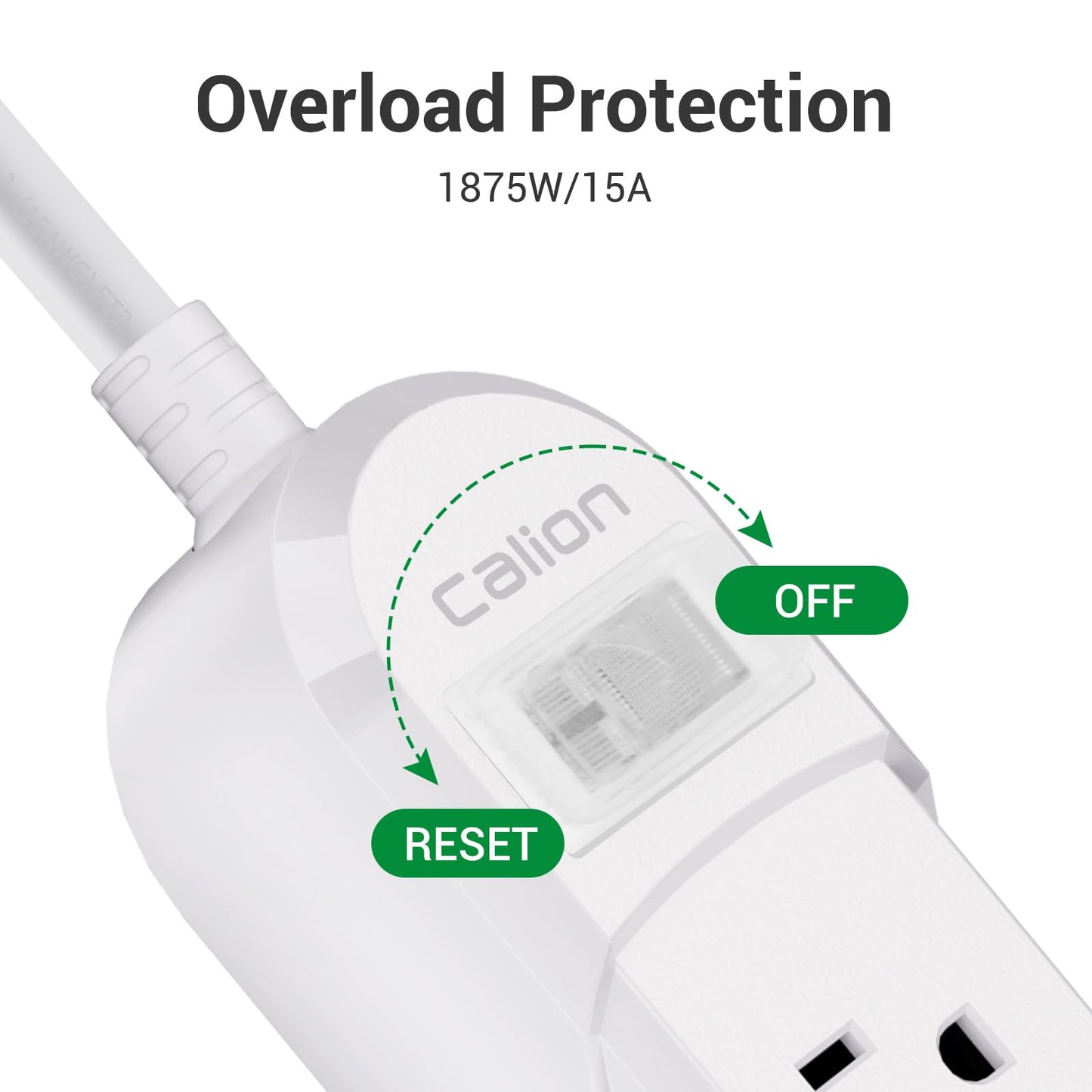 CALIONLTD Outdoor Power Strip Waterproof IPX6 Surge Protector with 10 FT Extension Cord 3 Widely Outlets Overload Protection Shockproof Flat Plug Wall