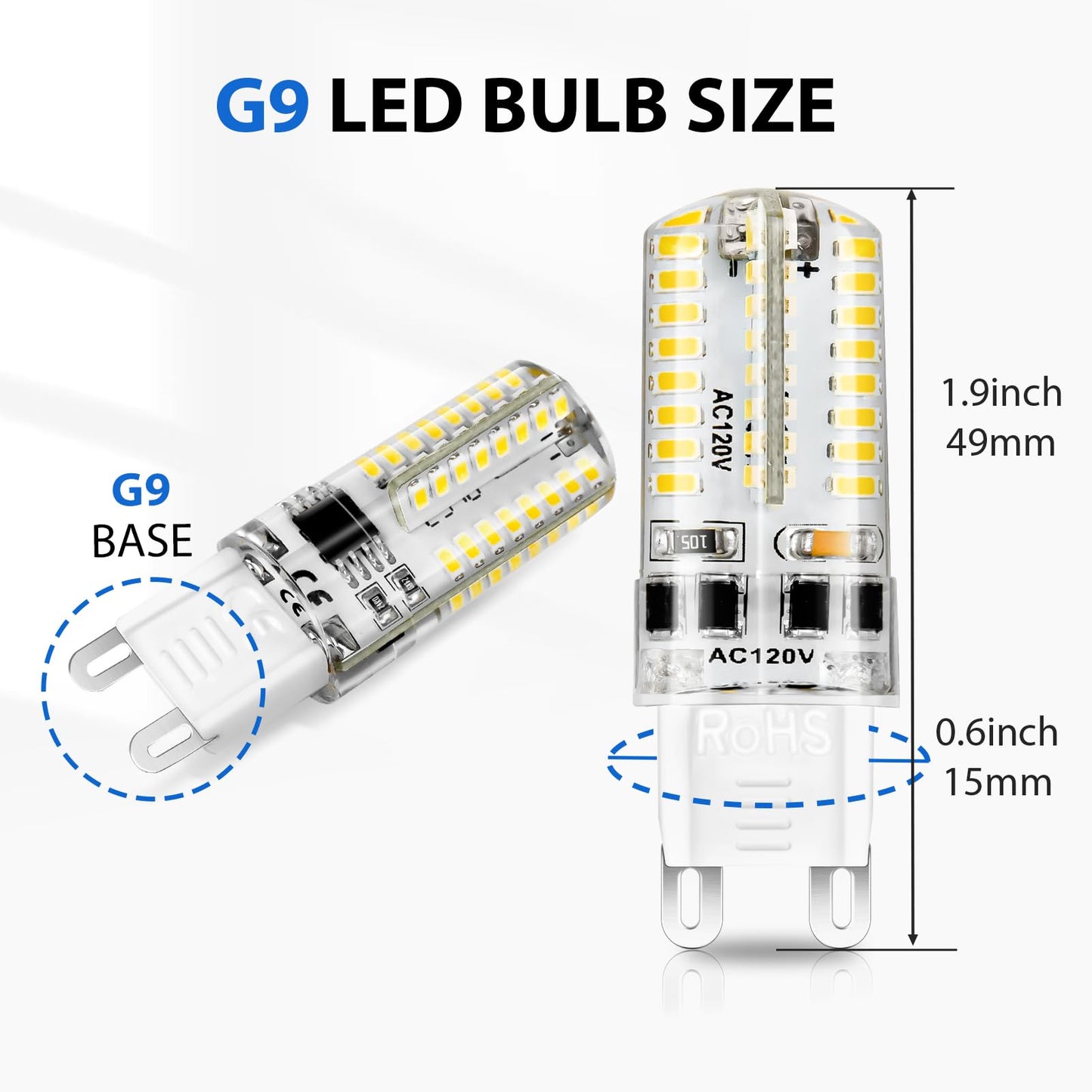 YGS-Tech G9 LED Bulb Dimmable, 4W (35W Halogen Equivalent), G9 Light Bulbs, 3000K Warm White, CRI80, G9 Base Bulb for Chandelier, Interior Decoration
