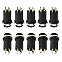 RLECS 10pcs 3.5mm Mini Stereo Female Jack Socket Plug with Nut, 3.5MM Mini Stereo Panel Mount Jack Solder Connector 4-Pole Gold-Plated, 3.5 mm