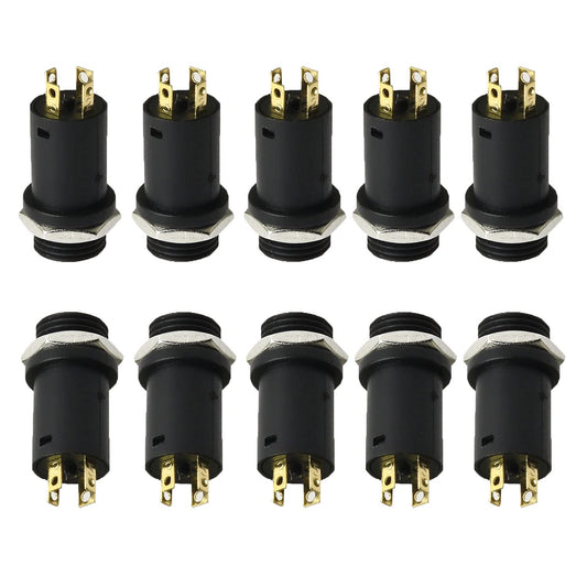 RLECS 10pcs 3.5mm Mini Stereo Female Jack Socket Plug with Nut, 3.5MM Mini Stereo Panel Mount Jack Solder Connector 4-Pole Gold-Plated, 3.5 mm