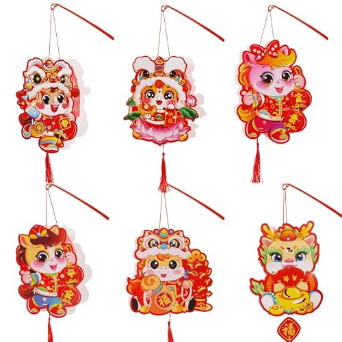 6 PCS Spring Festival Lantern DIY Handmade 2026 Lunar New Year Horse Lantern Easy to Operate Party Decorations