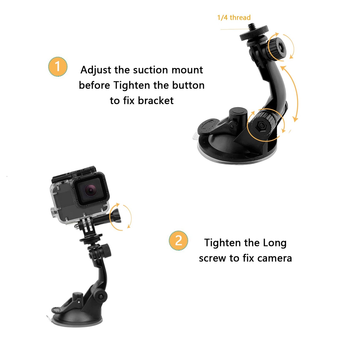 Suction Cup Mount Compatible with Gopro Hero 13 12 11 10 9 8/AKASO EK7000/Brave 4/Brave 7/V50X/Insta360 x5 x4/ODDV/DJI Osmo Action 5