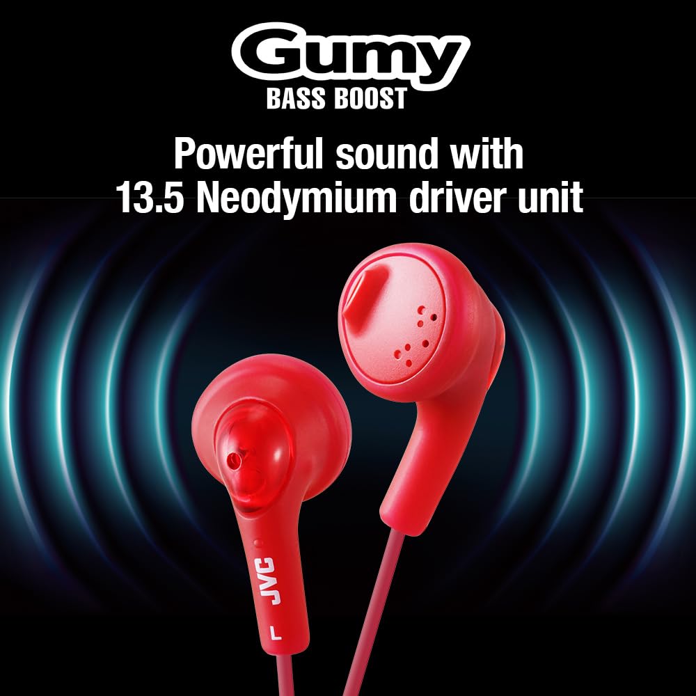 JVC HAF160R Gumy Ear Bud Headphone Red
