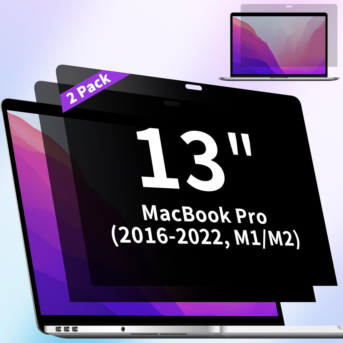 ANTOGOO V 2-Pack Privacy Screen Compatible with MacBook Pro 13 Inch Screen Protector (2016, 2017, 2018, 2019, 2020, 2021, 2022, M1, M2), Laptop