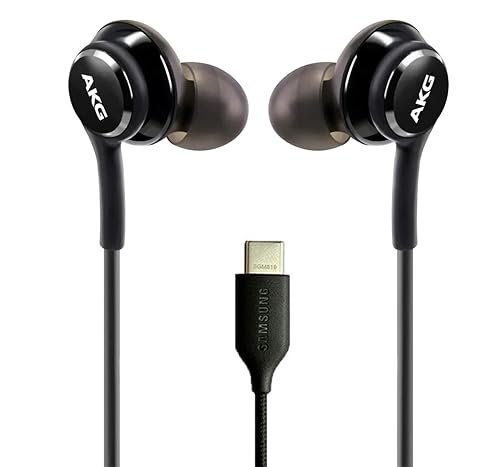 AKG Wired In-Ear Earbuds with Mic USB-C Earbuds with Braided Cable Compatible with Samsung Galaxy S24 Ultra, S24+, S23, S22, S21, S10, S10E & iPhone