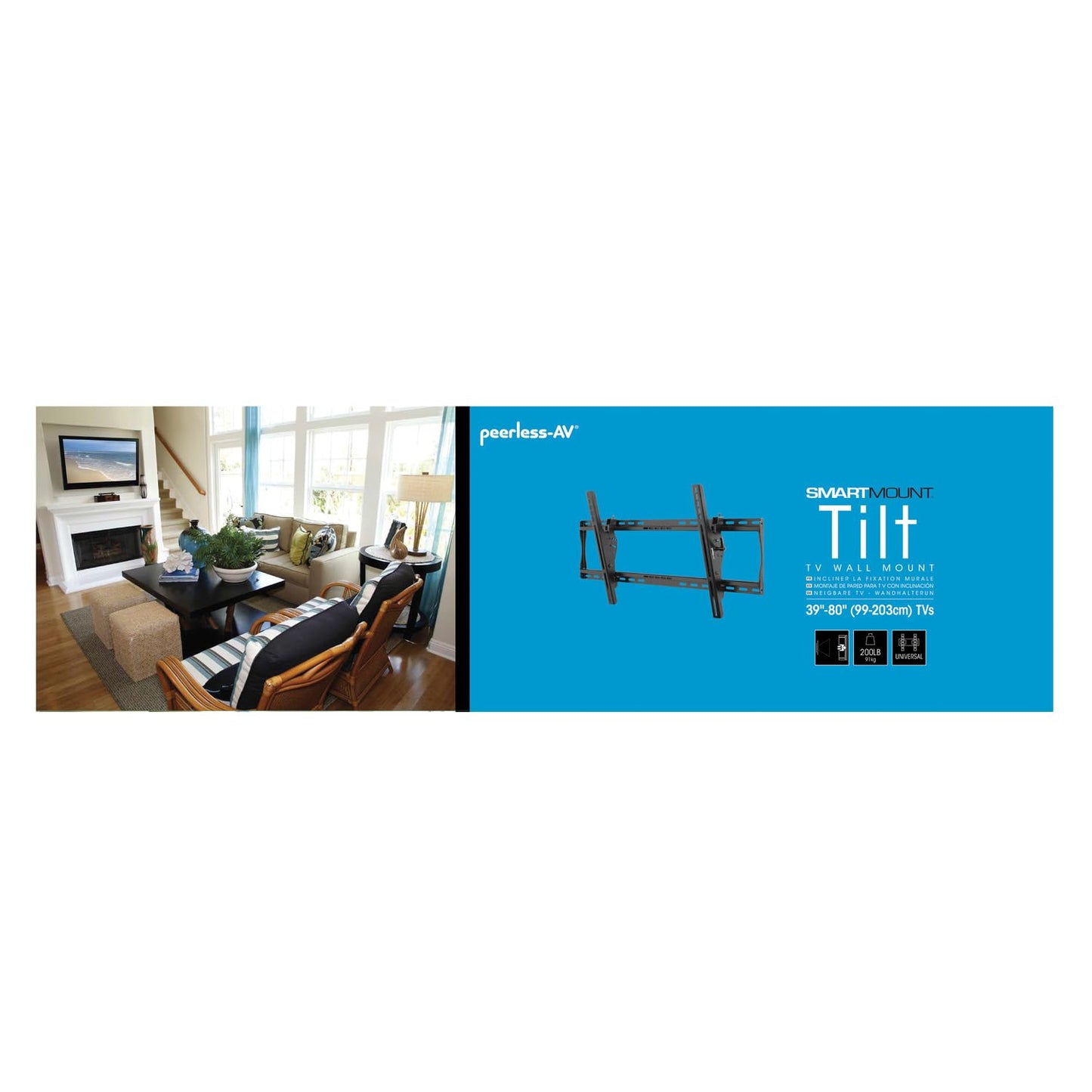 Peerless ST660P Universal Tilt Wall Mount for 39 to 80-inch Flat Panel Screen with one Touch Tilt