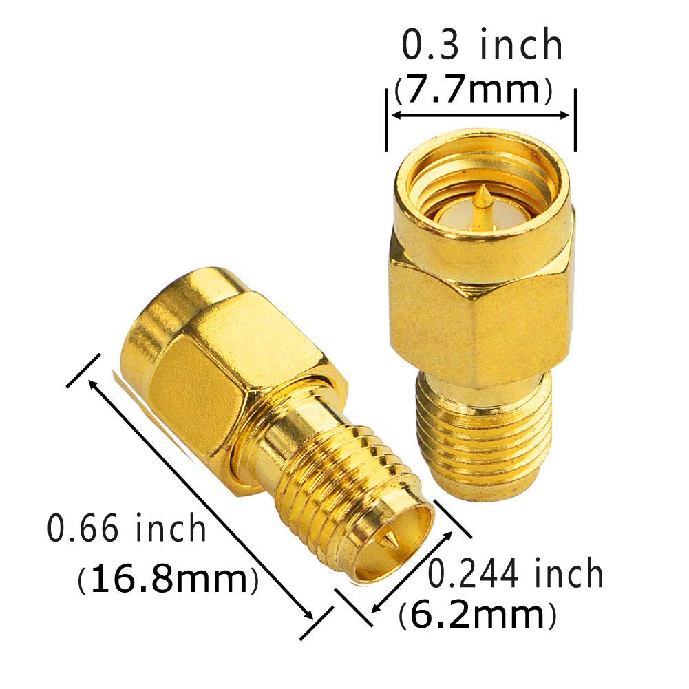 Boobrie SMA WiFi Adapter RP-SMA Female to SMA Male Coaxial Connector RF Antennas Plug Connector RP-SMA to SMA Adapter SMA Plug to RP SMA Jack for FPV