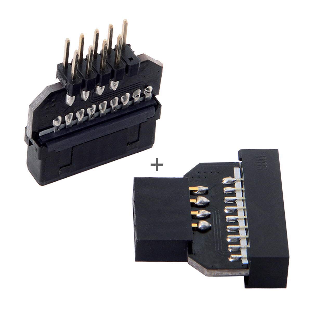 chenyang 2 Pack USB 2.0 Front Panel Header 9/10Pin Male/Female to 19/20Pin Male/Female Mainboard Header Gender Changer Connector Adapter