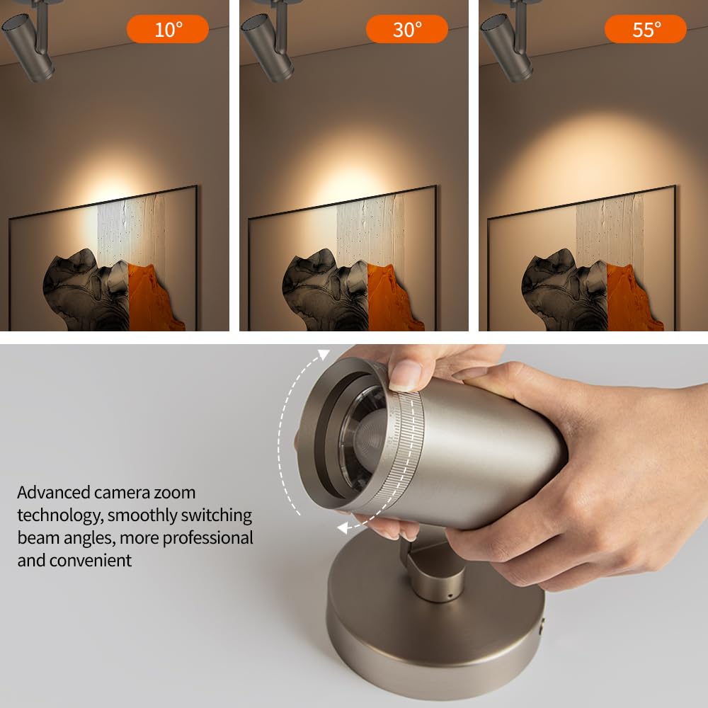 lovuphoria Dimmable Zoomable Spot Lights Indoor Spotlight, 12W Adjustable Angle Ceiling Spotlights for Wall Art Corridor Living Room, Accent Lighting