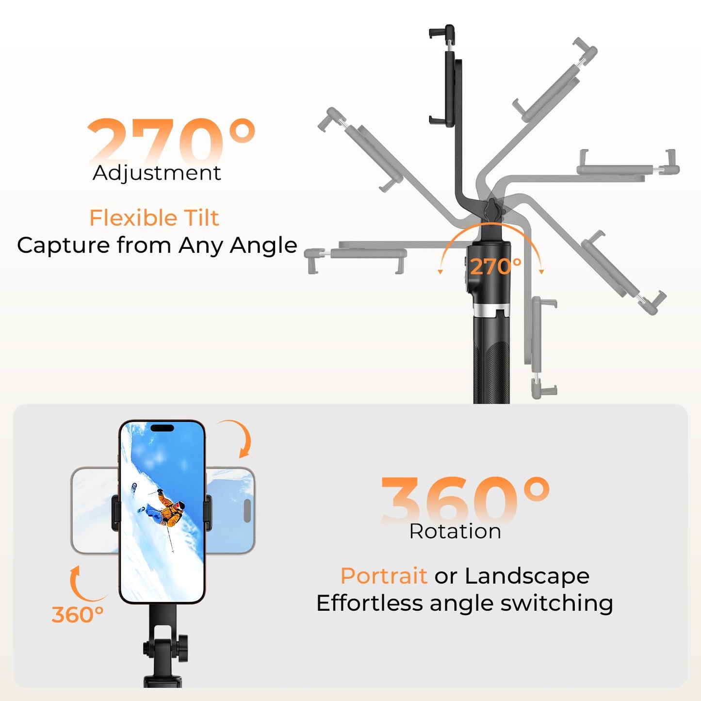 Sensyne Selfie Stick for Phone, Extendable Travel Tripod with Detachable Remote for Photography, Selfies, Compatible with All Cell Phones, Black
