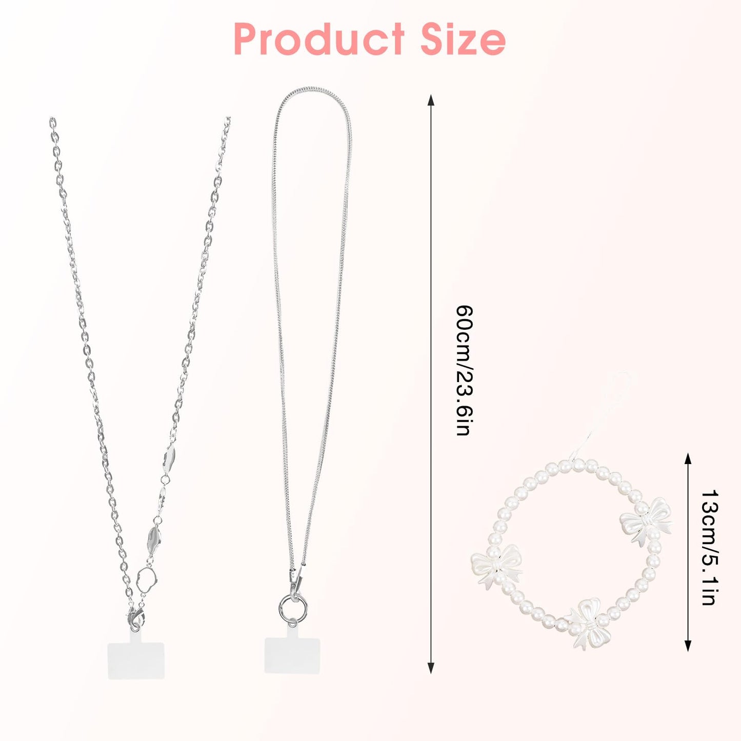 Framad 3PCS Phone Chain Strap Crossbody, Universal Metal Cell Phone Case Lanyard Women