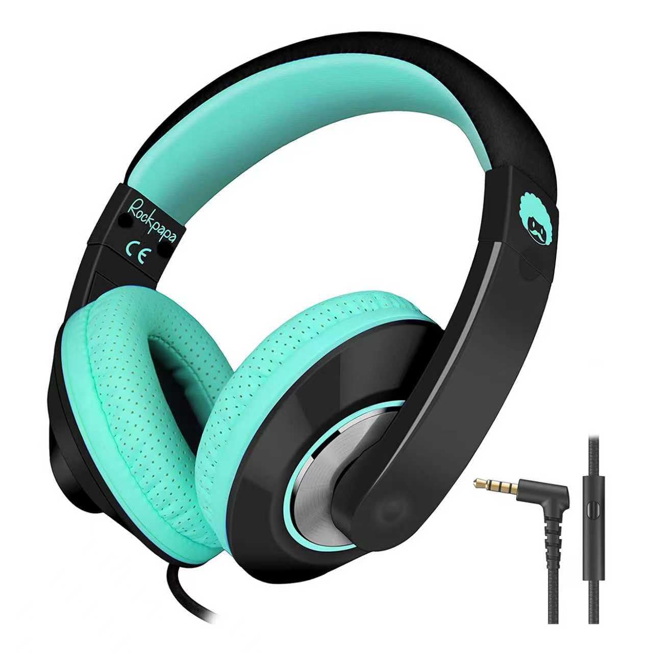 rockpapa Comfort+ Kids Headphones with Microphone, Boys Girls Student Over-Ear Headphones Wired for School Classroom Laptop PC Computer Tablet Black…