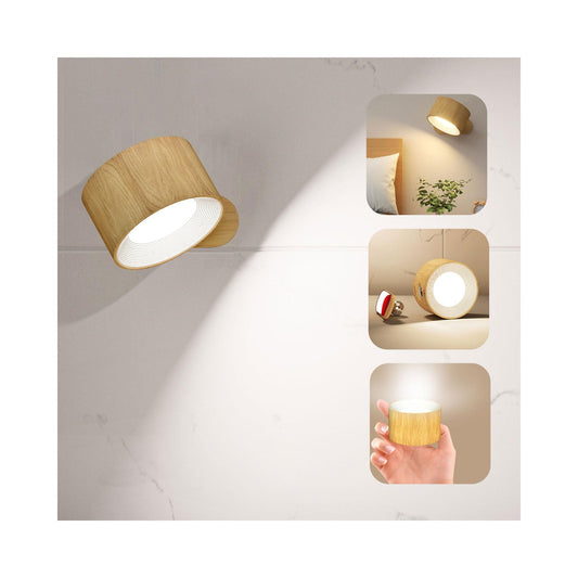 Deyagoo LED Wall Sconce, Wall Mounted Lamp with Rechargeable Battery Operated USB Port 3 Color Temperature & 3 Brightness Level 360°Rotate Magnetic