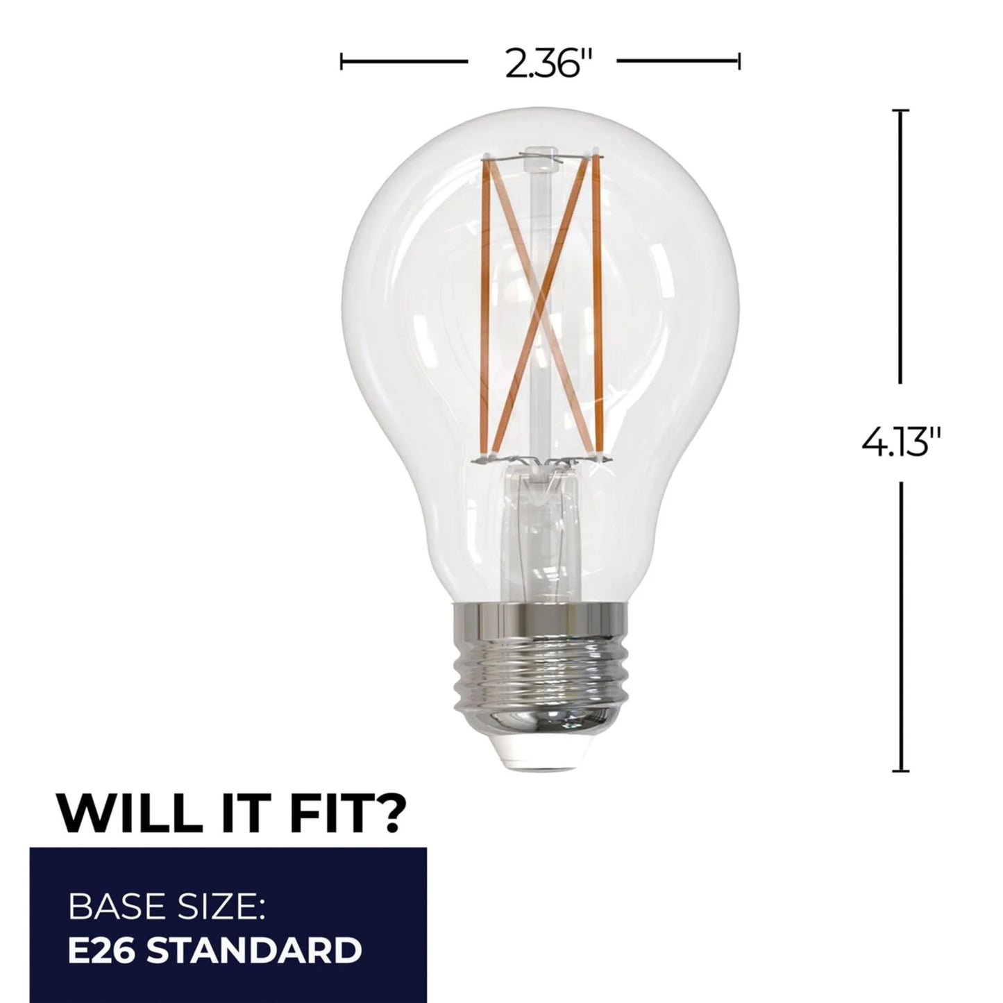Bulbrite 776768 8.5W LED A19 Light Bulb, 3000K Filament Fully Compatible Dimming JA8, Filaments Supports Title 24 Part 6 JA8, E26 - Medium Base (4