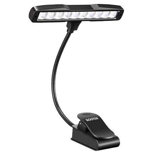 Kootek Music Stand Light, Eye Caring Clip-on Piano Lamp, 360° Flexible Gooseneck Adjustable Brightness USB Rechargeable for Sheet, Book Reading