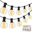 GvvooHome Outdoor String Lights, LED Patio Hanging Lights with Waterproof G40 Globe Plastic Bulbs for Outside Backyard Porch Garden Cafe Decor (25ft