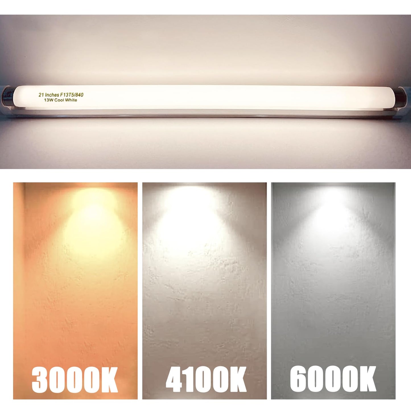 8 Pack 21 Inch T5 Fluorescent Light Bulb 13 Watt F13T5/CW Compatible for Sylvania Satco Philips GE Under Cabinet Tube Light Cool White 800 Lumen G5
