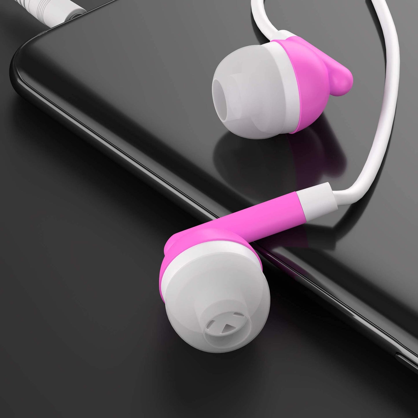 Maeline Bulk Earbuds with 3.5 mm Headphone Plug - 20 Pack - Pink
