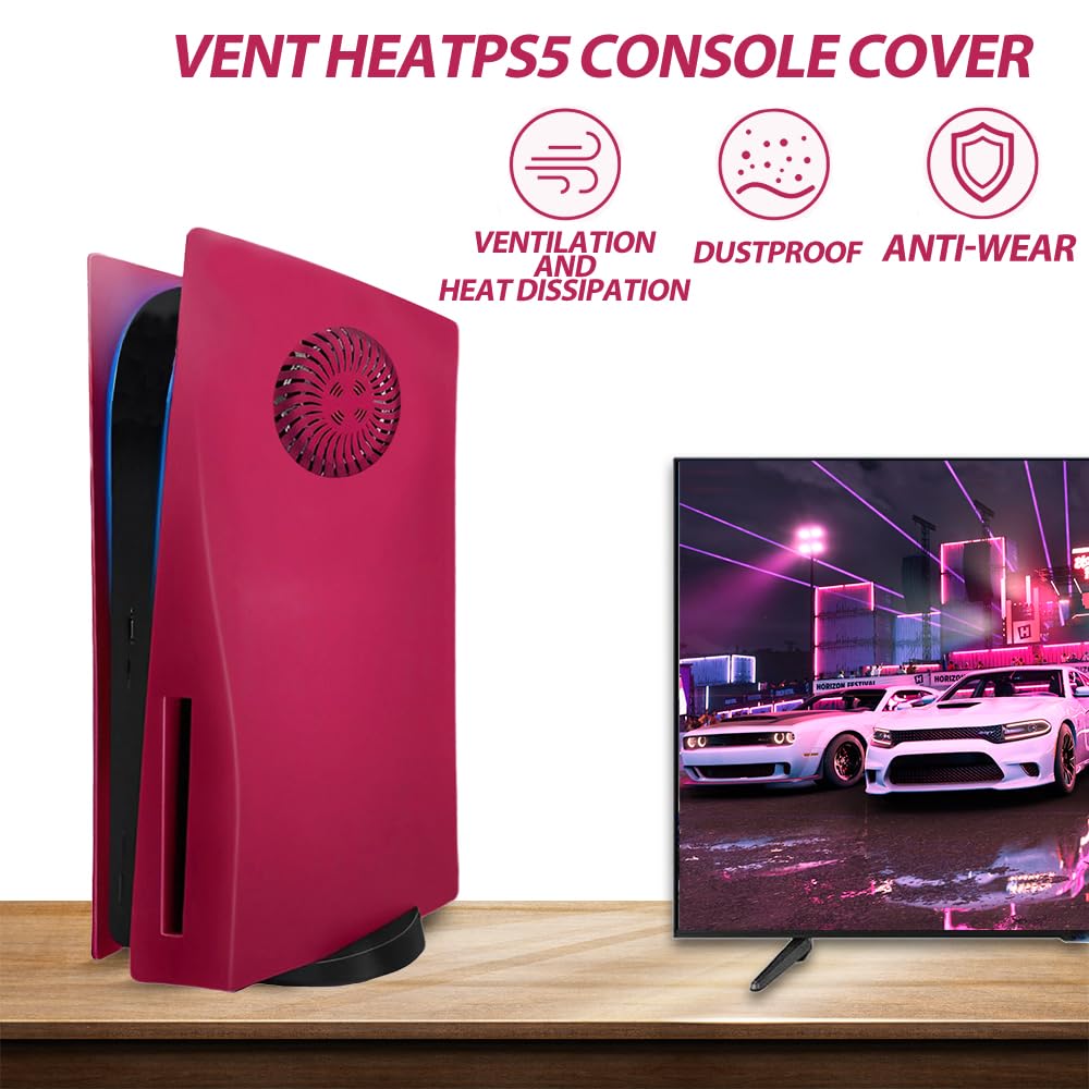 Wedorat Plate for ps5 Faceplate Cosmic Red Cooling Version Upgraded Turbo Vents Replacement Plate for PS5 Disc Edition Hard Shell Skin Plates Case ABS