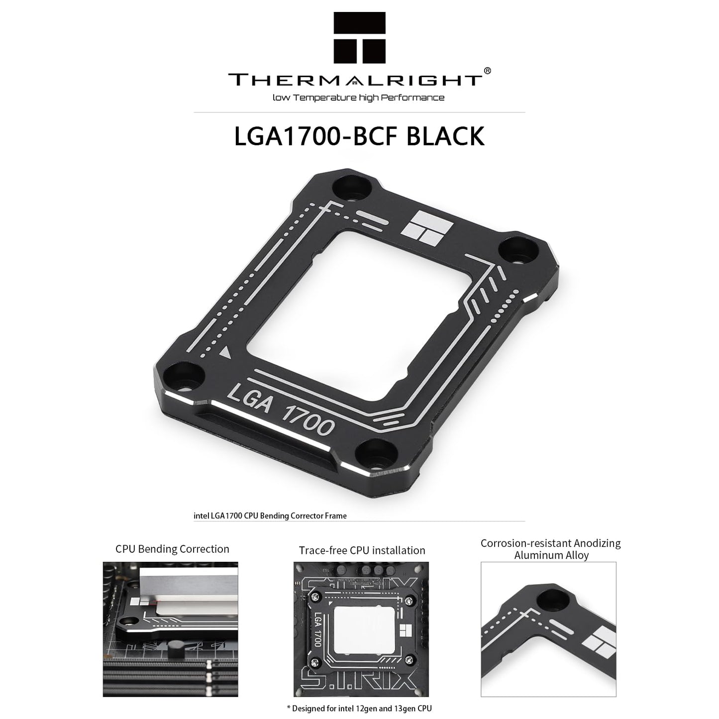 Thermalright LGA1700-BCF Black 12/13/14 Generation Intel Anti-Bending Fastener, Bending Type Pressure Plate, CPU Fixed Fastener, Full-Fitting Fixed