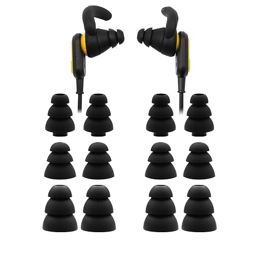 Klowcok Replacement Silicone Triple Flange Ear Tips for DEWALT Neckband Headphones, Not for DEWALT TWS Earbuds, Soft Ear Cushions, 6 Pairs (S/M/L)