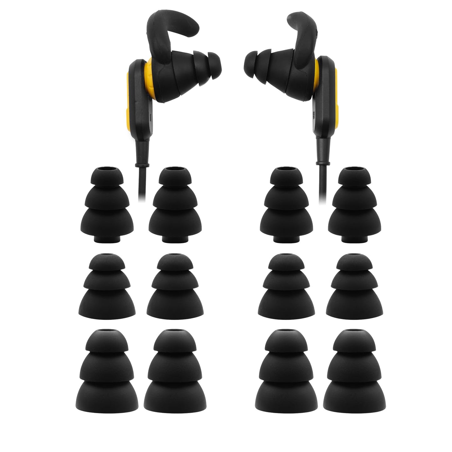 Klowcok Replacement Silicone Triple Flange Ear Tips for DEWALT Neckband Headphones, Not for DEWALT TWS Earbuds, Soft Ear Cushions, 6 Pairs (S/M/L)