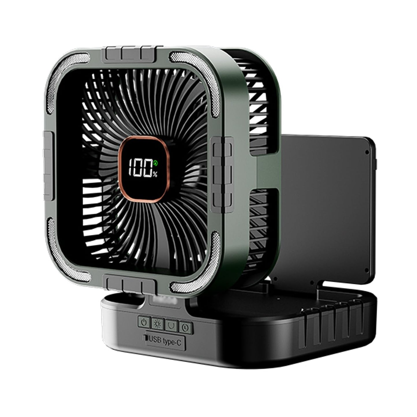 YUHANG Solar Powered Fan,Foldable Camping Fan,With Power Indicator/6h Timer/LED Ideal Table And For Tents,Homes And Outdoor Adventures,10000mAh