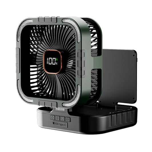 YUHANG Solar Powered Fan,Foldable Camping Fan,With Power Indicator/6h Timer/LED Ideal Table And For Tents,Homes And Outdoor Adventures,10000mAh