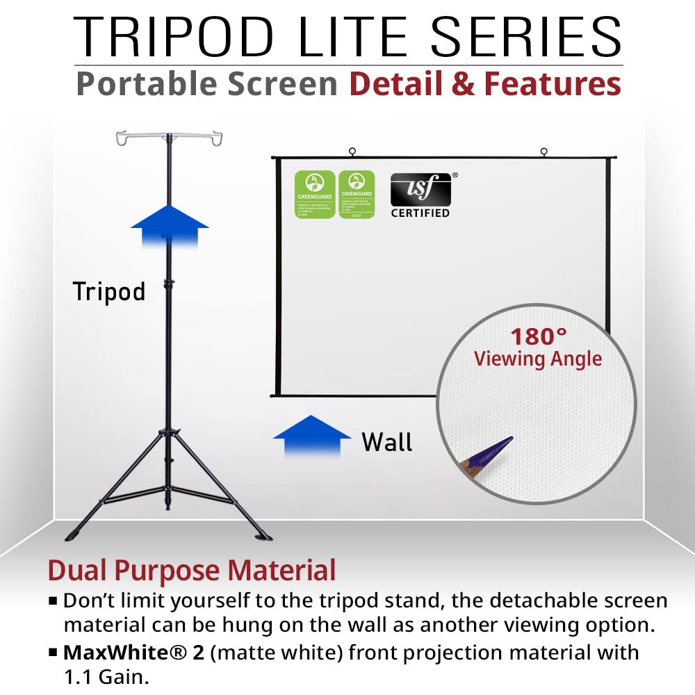 Akia Screens 2-in-1 110" Portable Projector Screen with Stand & Carry Bag, 4:3/16:9 Retractable, Tripod or Wall Mount, Indoor Outdoor Home Theater