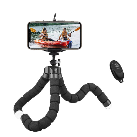 Mini Tripod,Sponge Tripod with Phone Holder Flexible Bracket with Wireless Remote and Smartphone Clamp,for Mobile Phones and Cameras