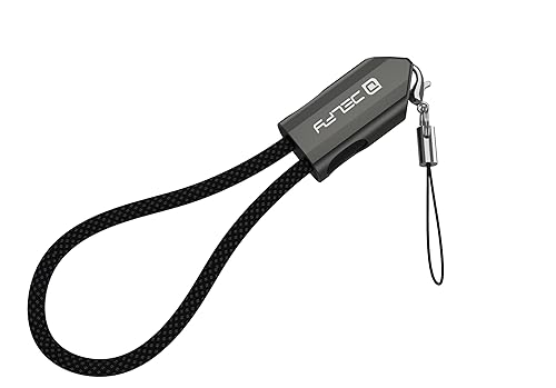 Delfy USB-C to USB-C Keychain Short Cable - 8 Inch Braided Emergency Charger with Zinc Alloy Metal Housing - Compact USB-C Cable for MacBook, iPhone