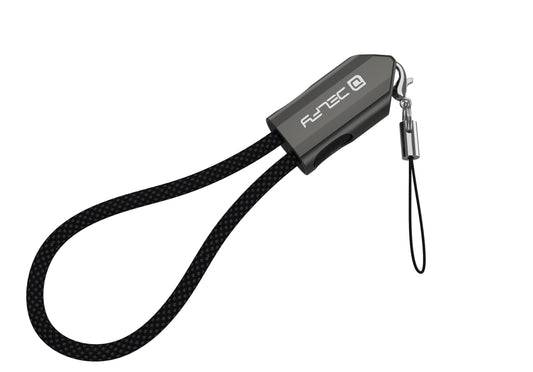 Delfy USB-C to USB-C Keychain Short Cable - 8 Inch Braided Emergency Charger with Zinc Alloy Metal Housing - Compact USB-C Cable for MacBook, iPhone