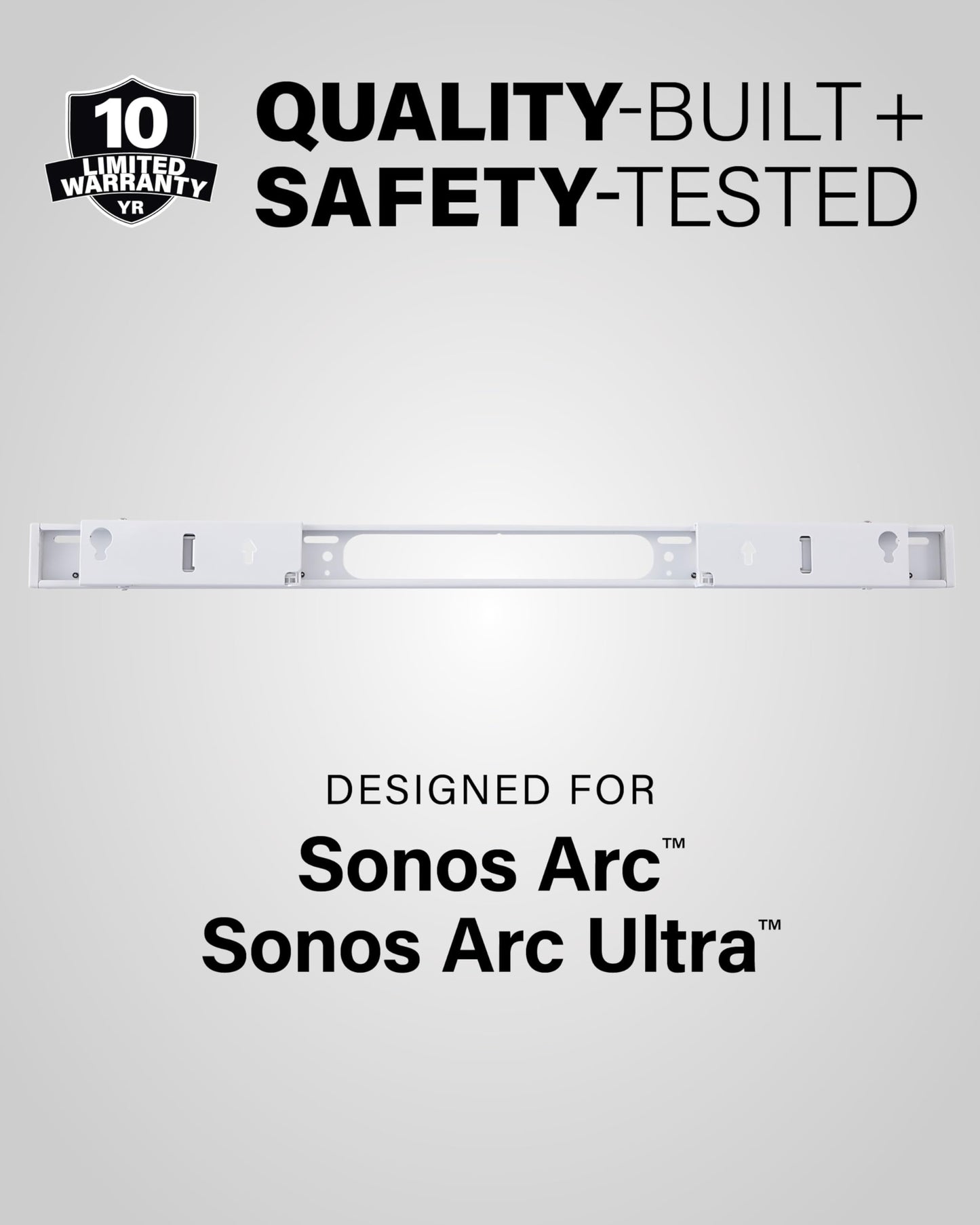 SANUS Extendable Soundbar Wall Mount for Sonos Arc & Sonos Arc Ultra Soundbar - 5” Depth Adjustment Optimized for Dolby Atmos - White Speaker Mount