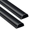 D-Line Half Round Cord Hider, Patented Cable Cover, Hide TV Wall Mount Wires, Raceway for Cords, Decorative Wire Covers, Paintable, Adhesive Cable