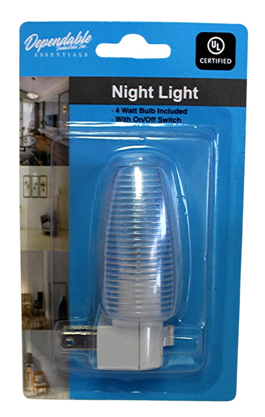 Set of 2 Night Light On/Off Switch UL Certified White Base Clear See Thru Top Suitable for Bathroom, Bedroom, Hallway (Traditional)