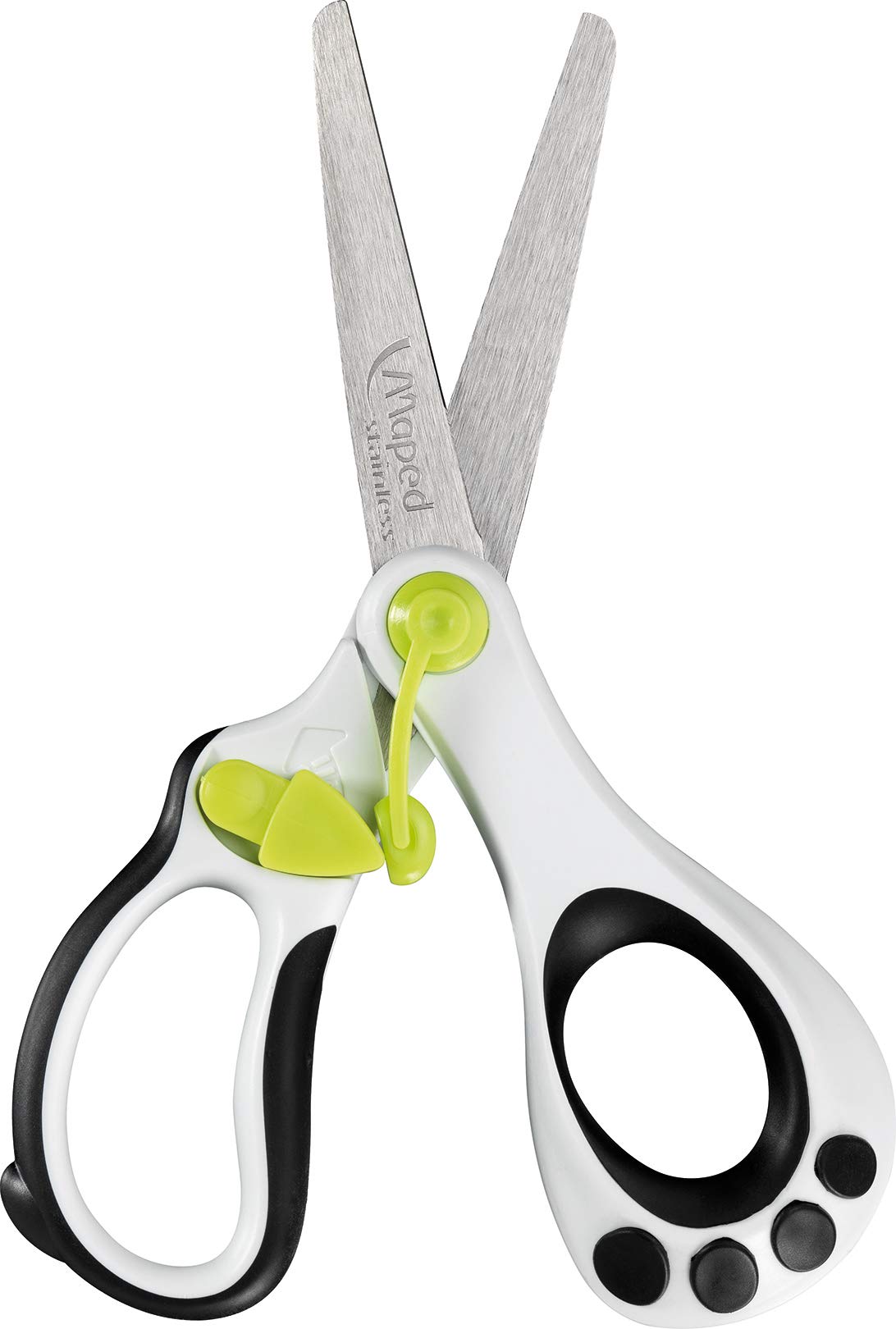 Maped Helix USA Koopy Spring-Assisted Educational Scissors, Kids, 5 Inch, Blunt Tip, Right Handed Use (470249US),Black/White