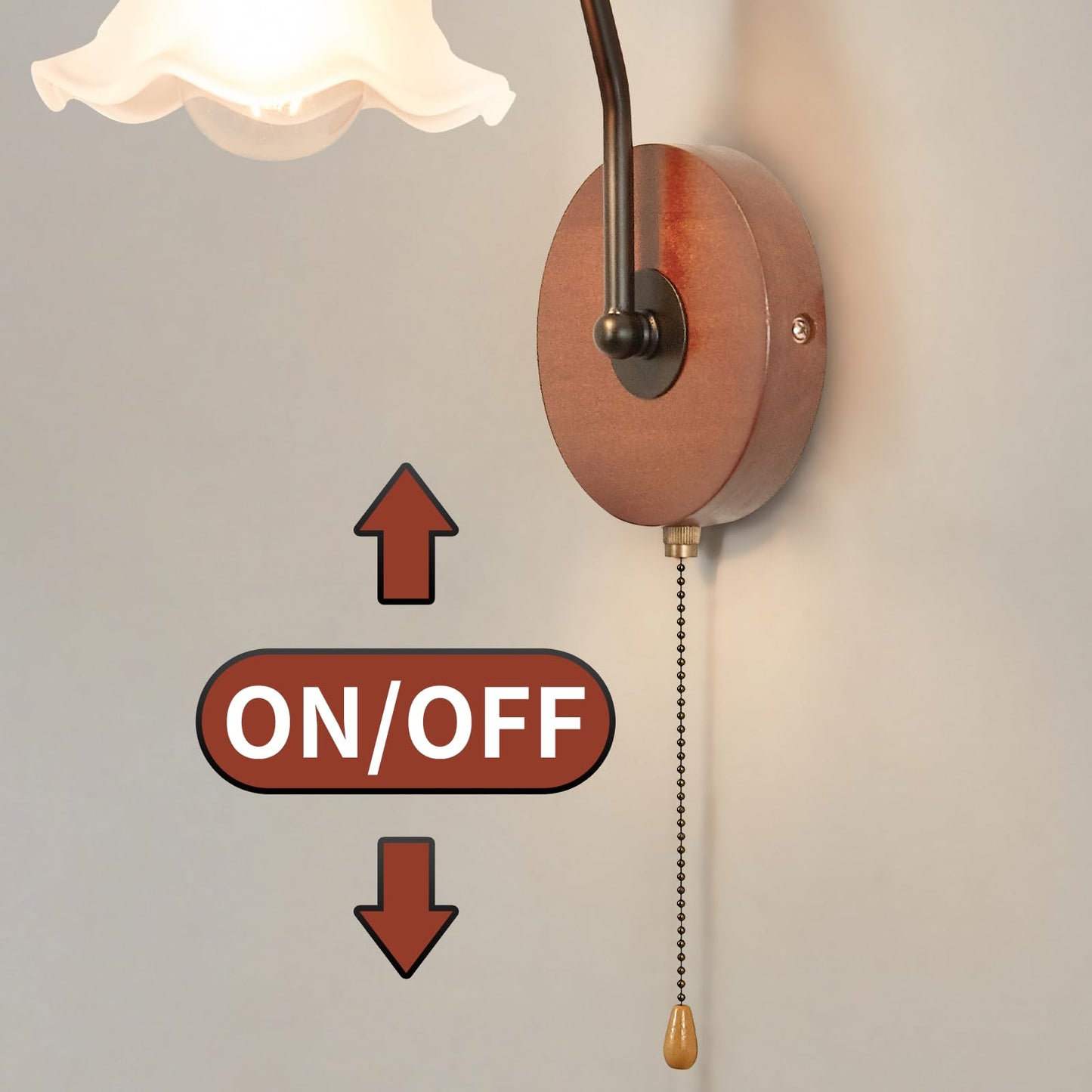 SHENGQINGTOP Vintage Pull Chain Wall Sconce Light with Switch Black Wall Lights Fixture Retro E26 Industrial Farmhouse Wall Lamp Hard Wired Sconces