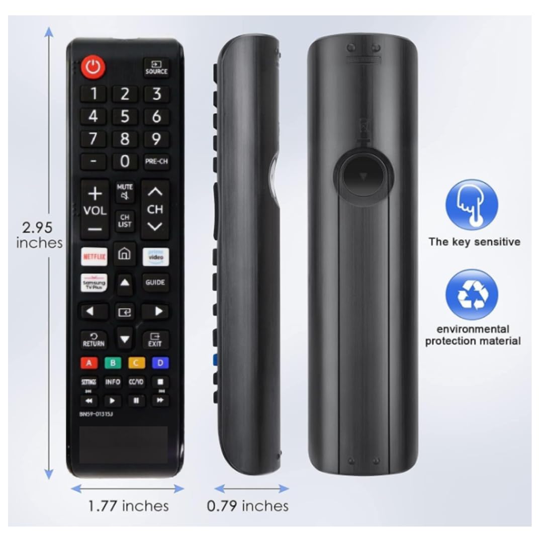 BN59-01315J Replacement Remote Control Applicable for Samsung UHD Curve Ultra HDTV LED 6 7 8 Series TV, with Netflix/Prime Video/Samsung TV Plus Short