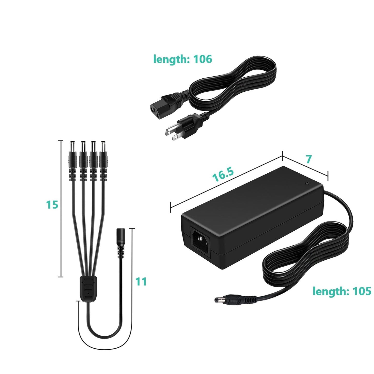 12V 10A Power Supply Adapter AC100-240V to DC12V10A Max120W Power Supply Adapter Converter with 5.5x2.1mm DC Output Jack for WS2815 WS2811 5050 3528…