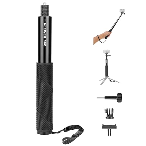 NEEWER Extension Rod Kit Compatible with DJI OSMO Action 5 Pro 4 3 GoPro Insta360 AKASO, 47.6" Invisible Selfie Stick, Action Camera Adapter