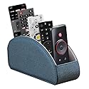 Leather Remote Control Holder,TV Remote Caddy with 5 Compartments,Desktop Organizer,for Store TV,DVD,Blu-Ray,Media Player,Heater Controllers(Blue)