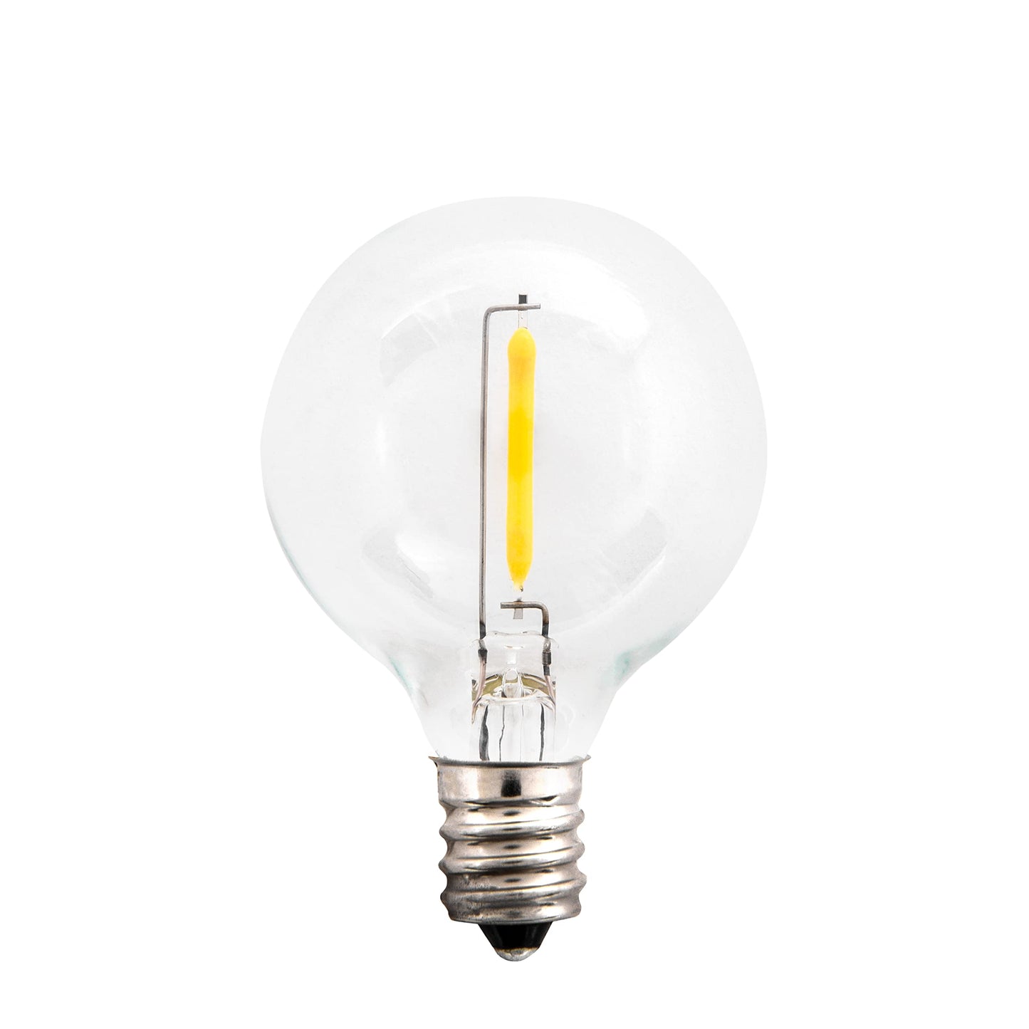 Creative Hobbies Clear LED Globe G40 Replacement Bulbs for Outdoor String Lights - 0.7W 120V Fit E12 Candelabra Screw Base Light Sockets, 1.5 Inch
