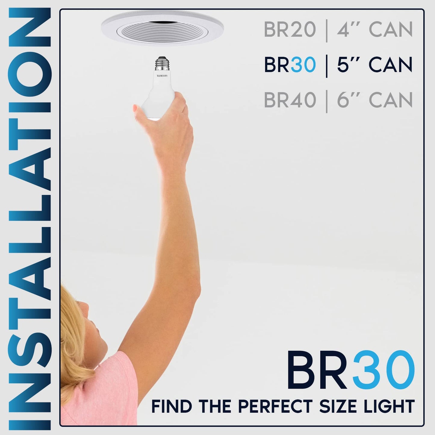 LUXRITE BR30 LED Bulb, 65W Equivalent, 650LM, 6500K Daylight (4 Pack)
