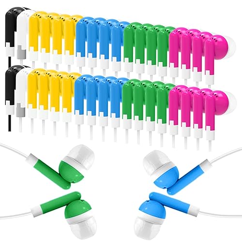 Wensdo 120 Pack Bulk Earbud Headphones Multi Colors Earphones Perfect for School Classroom Students Kids Children Gifts and Adults-Wholesale