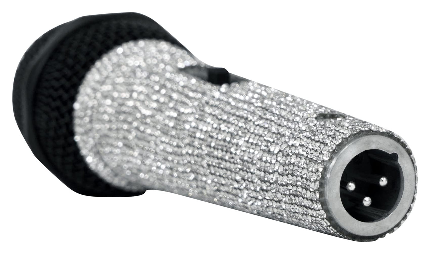 Rockville RMC-ICE Pro Dynamic Vocal Microphone, Cardioid, Faux Diamond-Covered, Rugged Metal Body, 2 Cables, Case, Mic Clip, for Stage, Studio