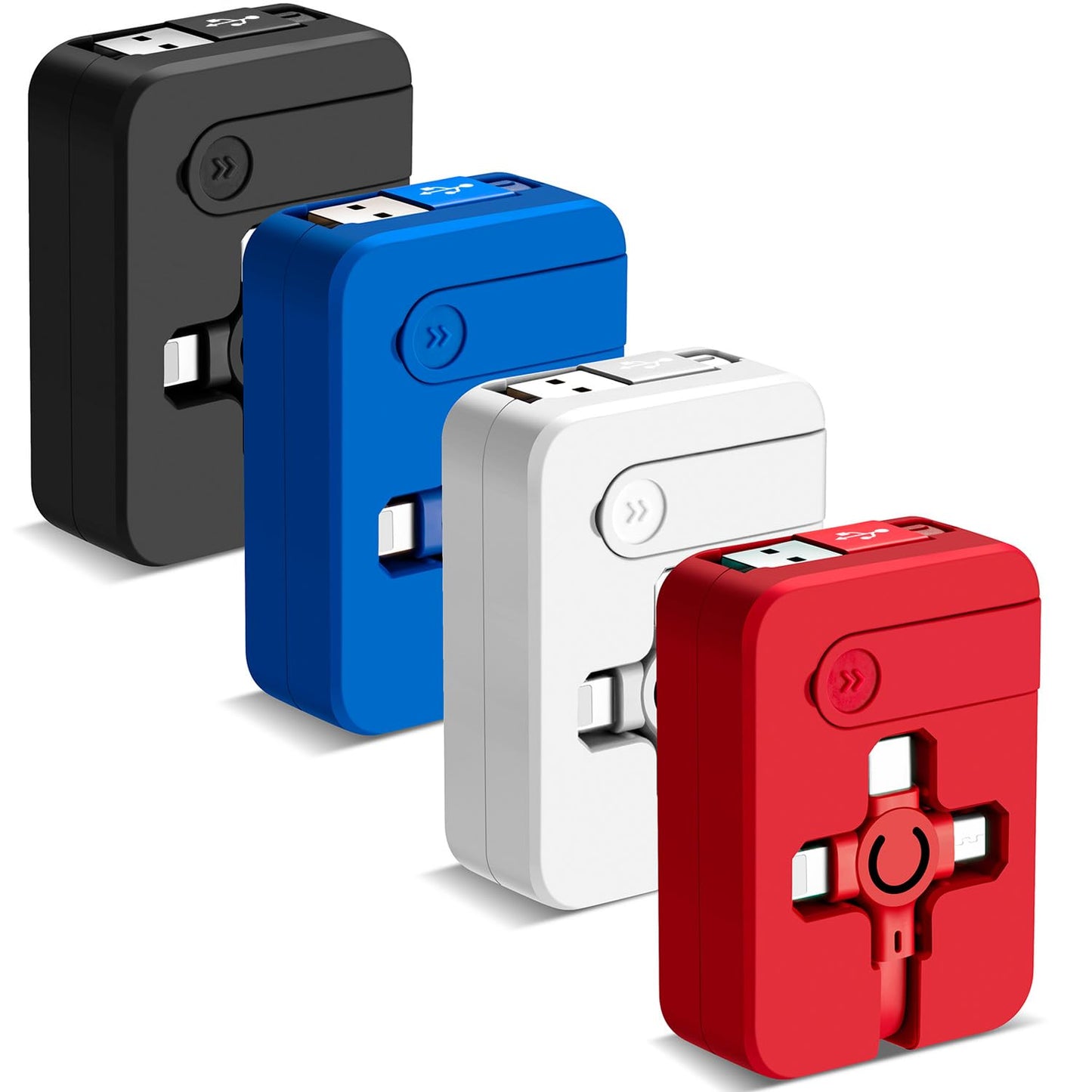 Multi Charging Cable 3A, 4Pack 3 in 1 Retractable USB Charger Cable with USB C/Micro Port, Phone Holder, Multiple Fast Charging Cord for Cell Phones
