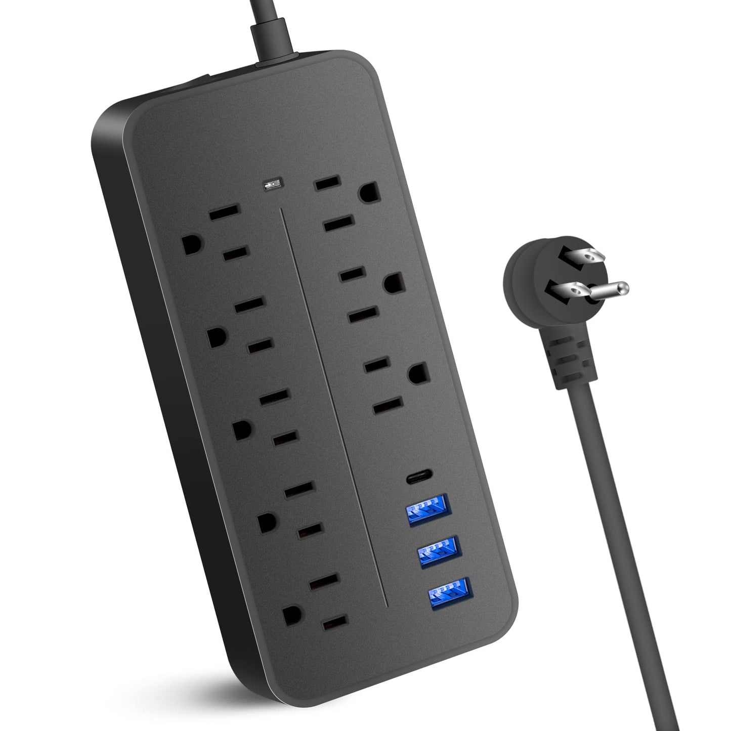 Power Strip-Flat Plug Surge Protector with USB Multiple outlets 4 ft Cord?with Overload Protection?Wall Mount?Desktop Charging Station for Home?Office